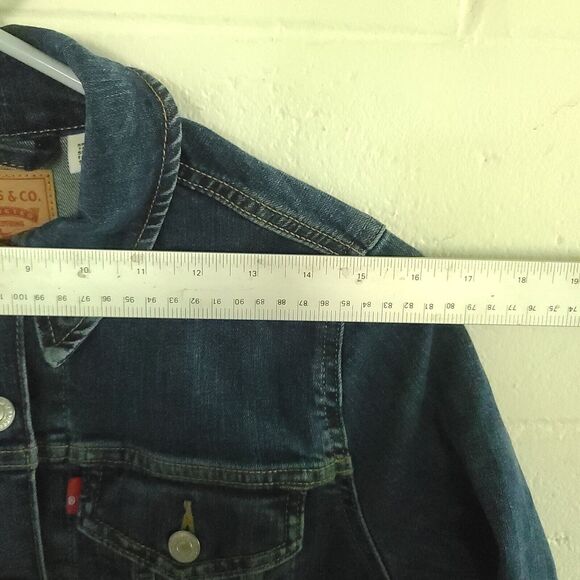 LEVI STRAUSS Women's NWT Original Trucker Crop Denim Jacket Sz S Blank Tab RARE - Picture 10 of 16